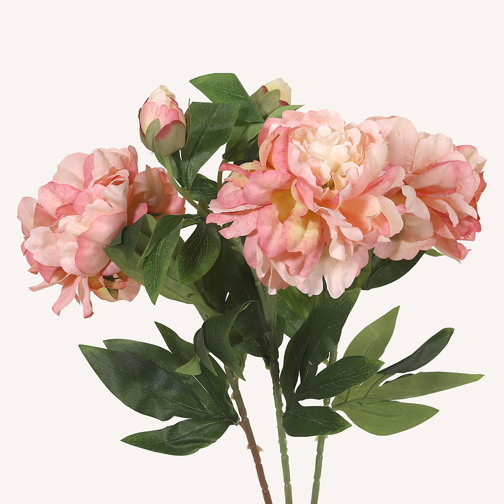 En elegant Pion rosa Lactiflora, Konstgjord pion 63 cm hög med naturligt utseende och känsla. Detaljerad utformning med realistiskt bladverk. 3